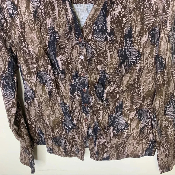 Y2K Babydoll Snake Print Gathered Front Buttoned Shirt Blouse Top Size Small - Picture 5 of 12